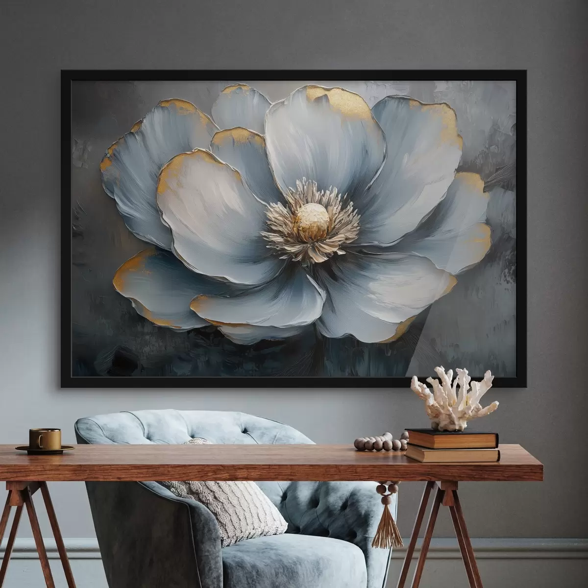 Plakat Sinine lill stiilis õli pintslitõmmetega f41825