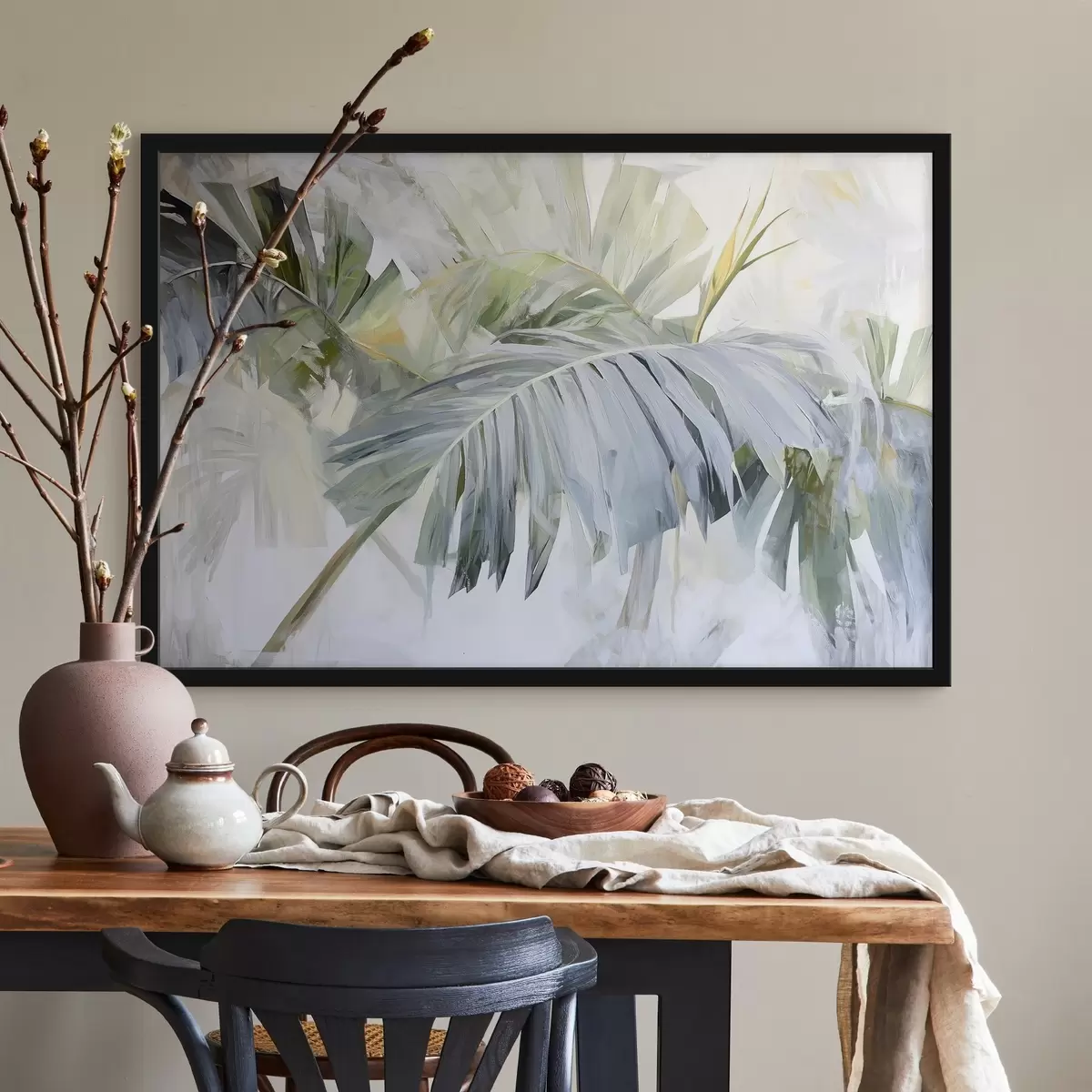 Plakat Suured troopilised lehed maalimise stiilis f41866