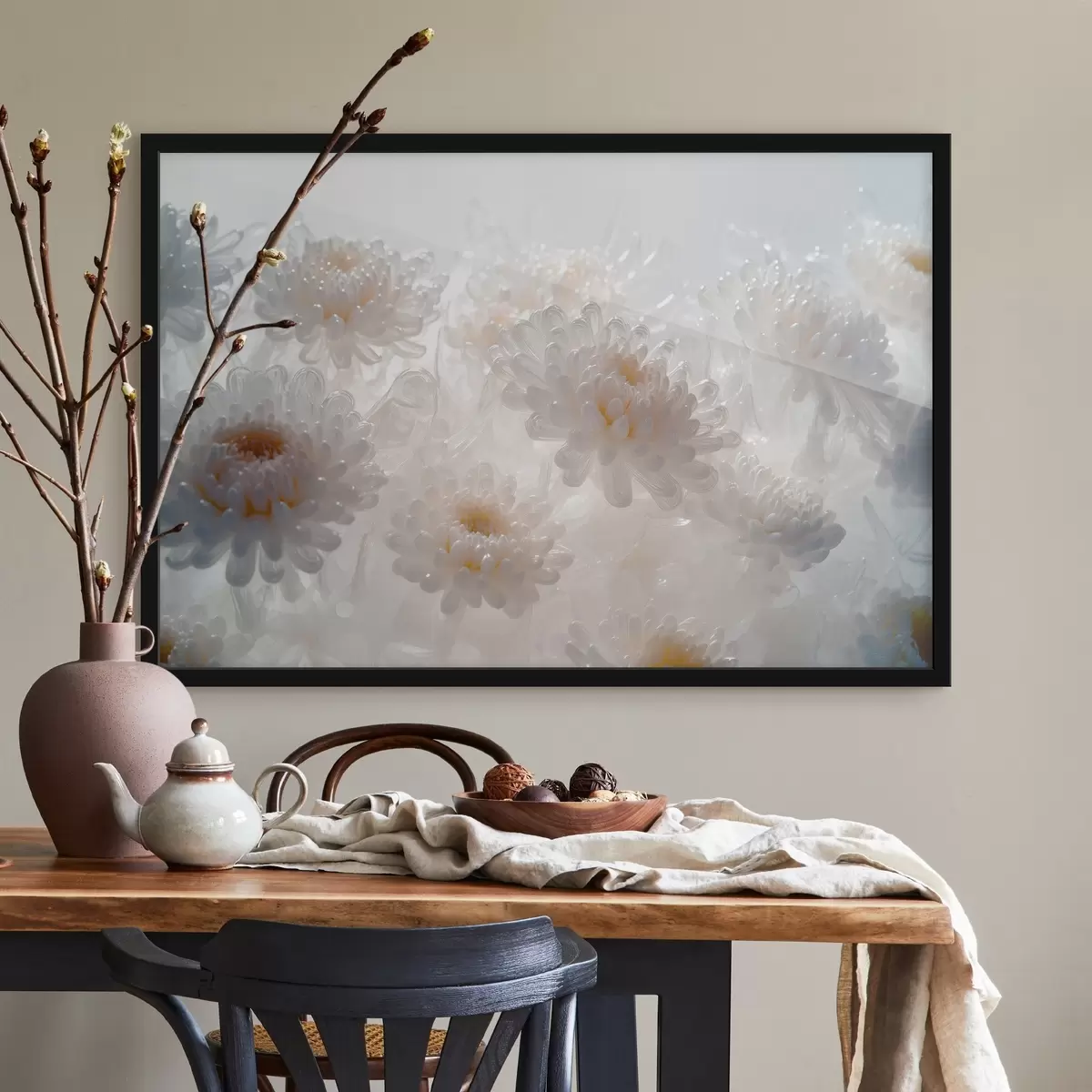 Plakat Valged krüsanteemid f41879