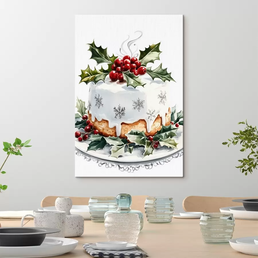 Pilt Maitsev pidulik kook punaste marjadega, akvarellistiilis s41947