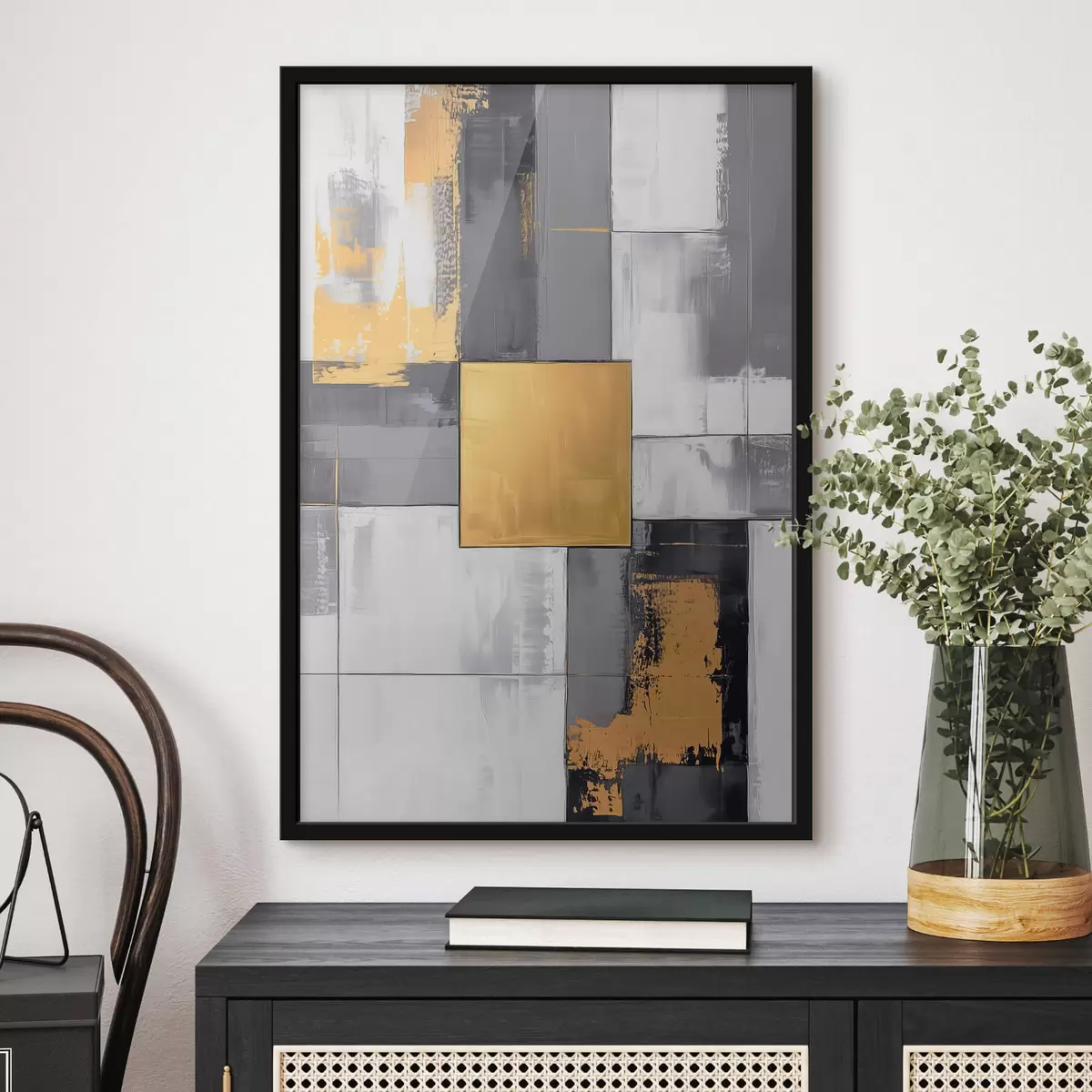 Plakat Abstraktsioon, mille keskel on ruut f41846