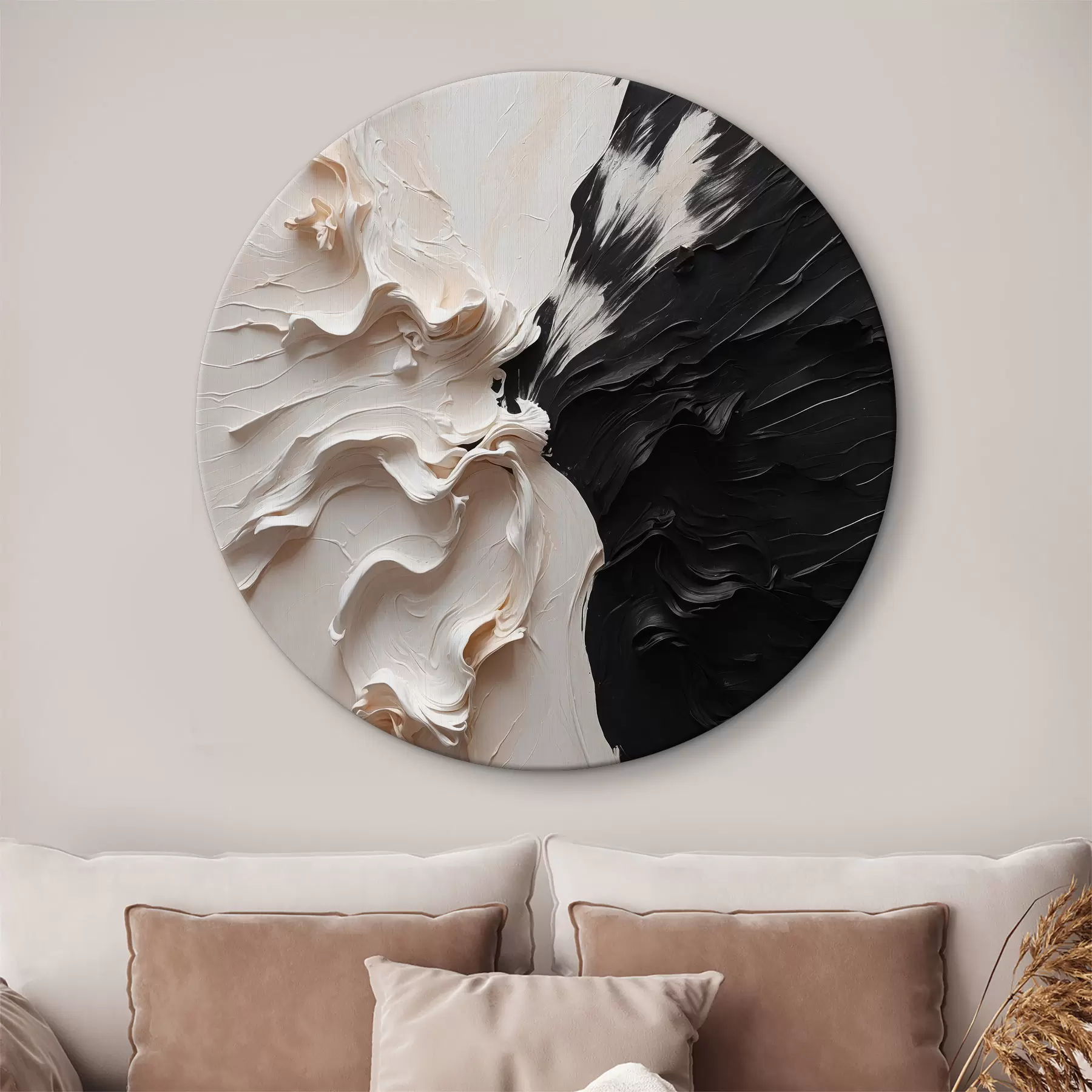 Pilt Abstraktne õlimaal valges ja mustas värvitoonis r38300