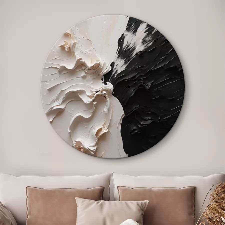 Pilt Abstraktne õlimaal valges ja mustas värvitoonis r38300