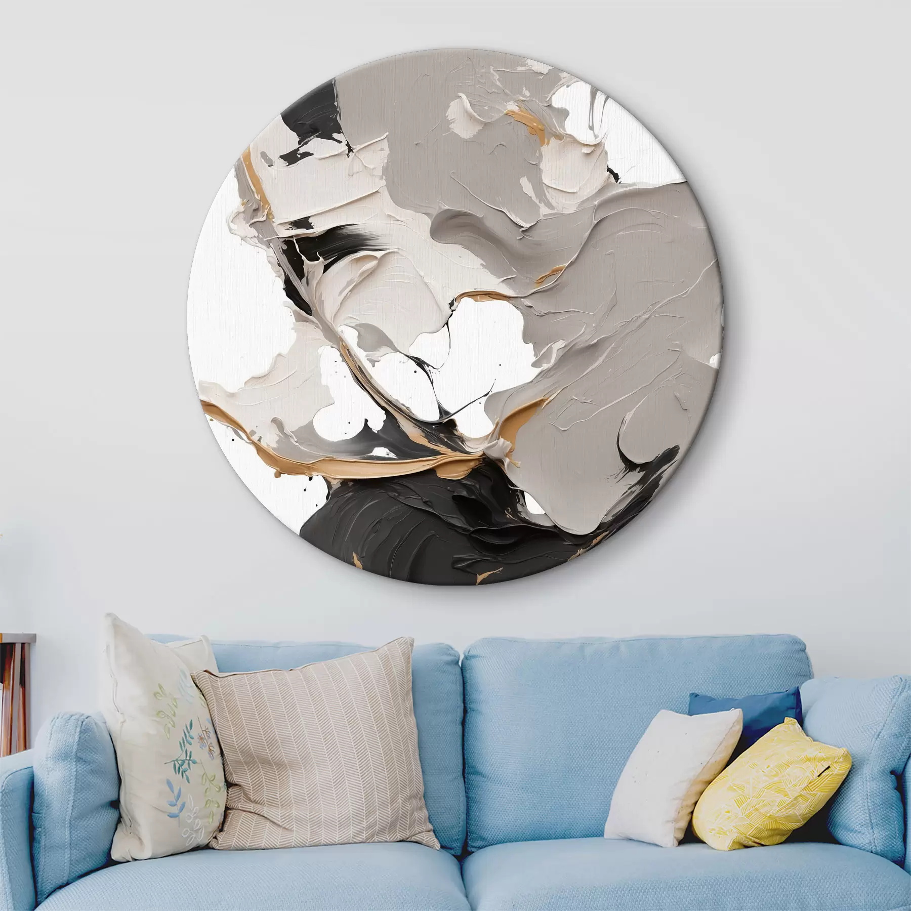 Pilt Abstraktne maal valgetes ja hallides toonides r38855