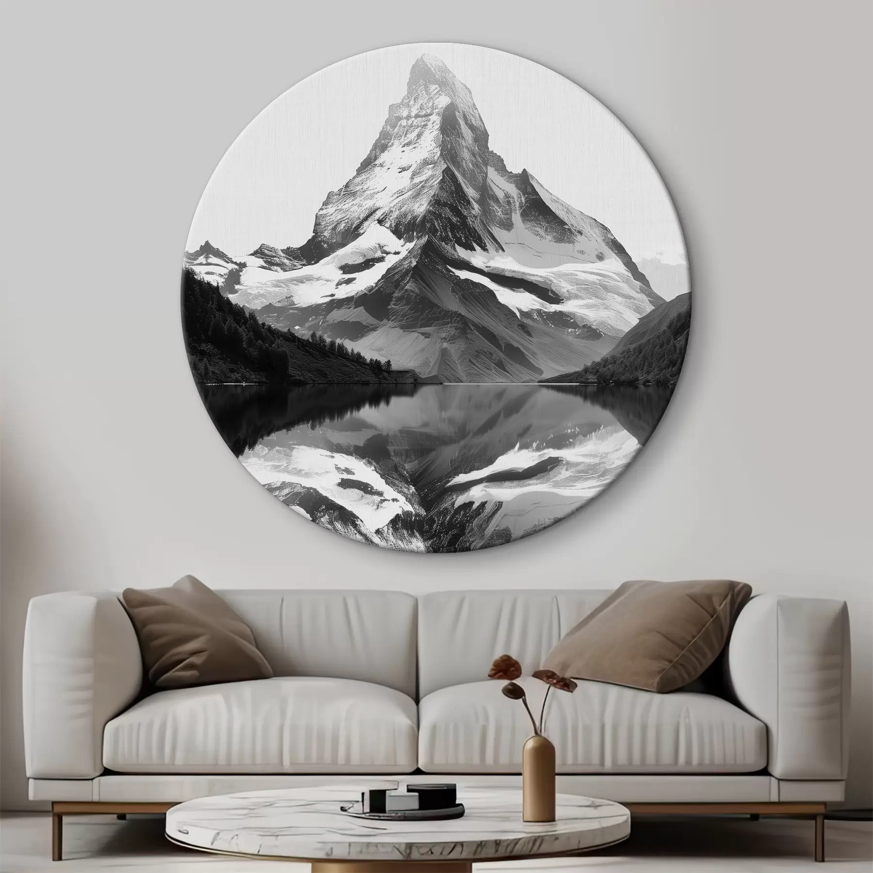 Pilt Mustvalge pilt minimalistlikus stiilis mäest r39638