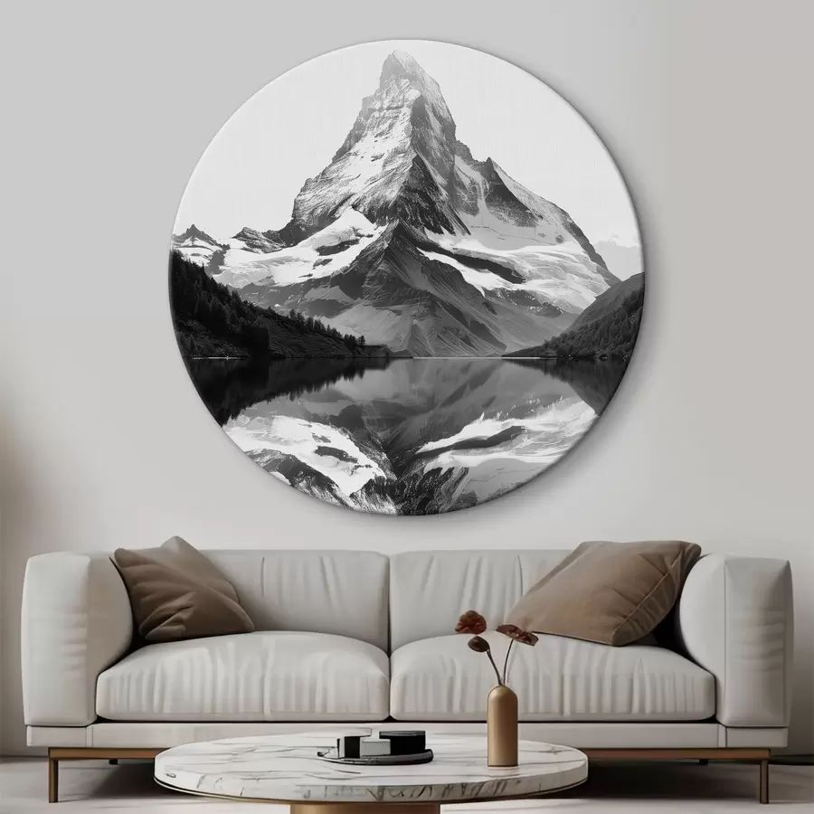 Pilt Mustvalge pilt minimalistlikus stiilis mäest r39638