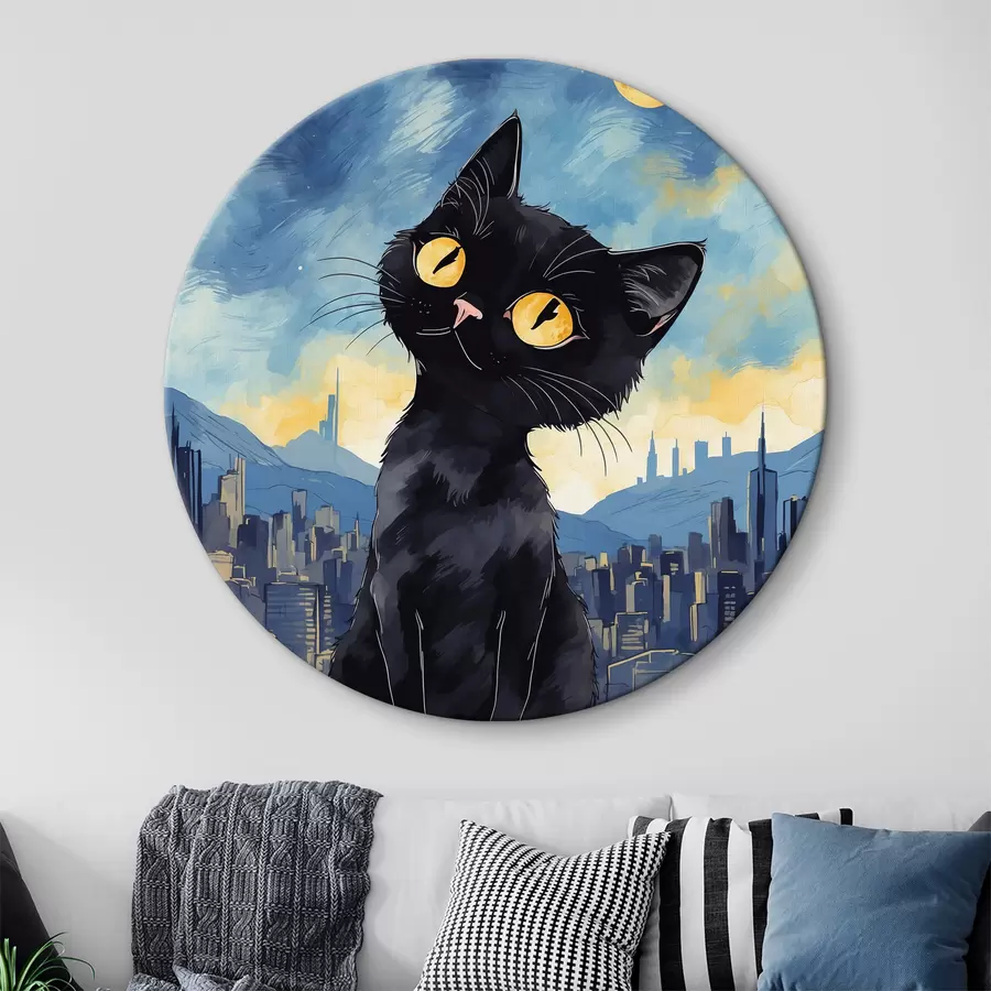 Pilt Kass linna taustal r38861