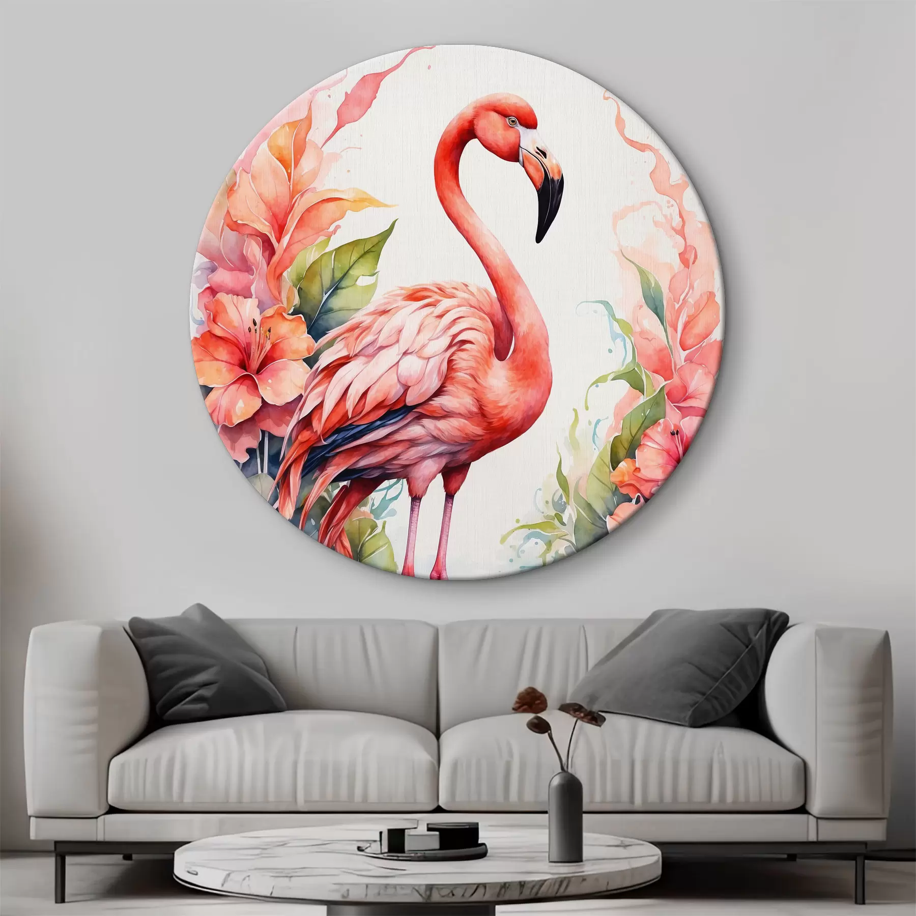 Pilt Flamingo koos lilledega akvarelliga r37125