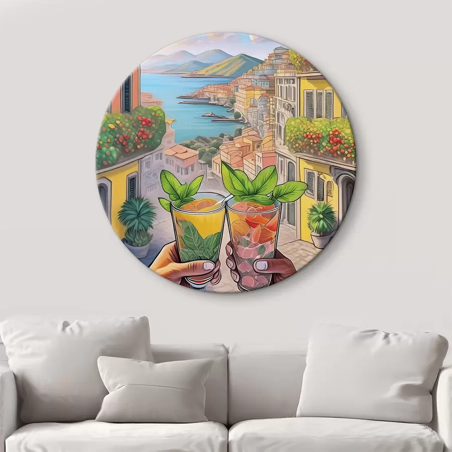 Pilt Itaalia linn, mererannik, kokteilid, kutsumus, arhitektuur, suvi, akvarell r38392