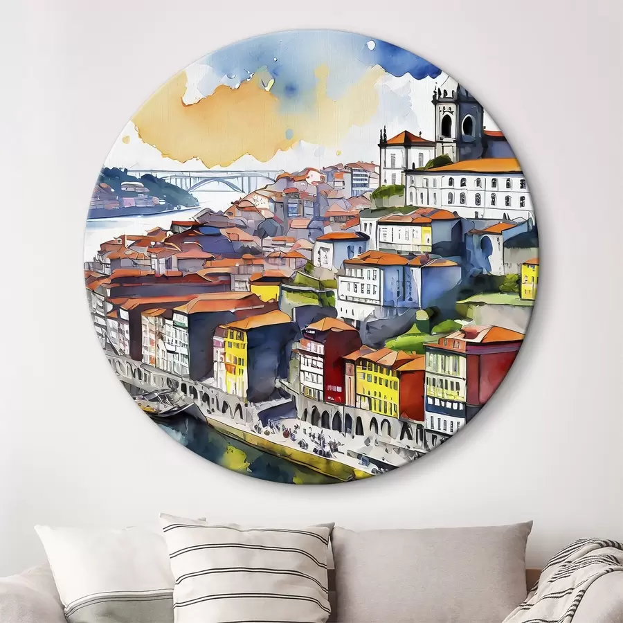 Pilt Porto linna akvarell, Portugal, arhitektuuriline joonistus r36680