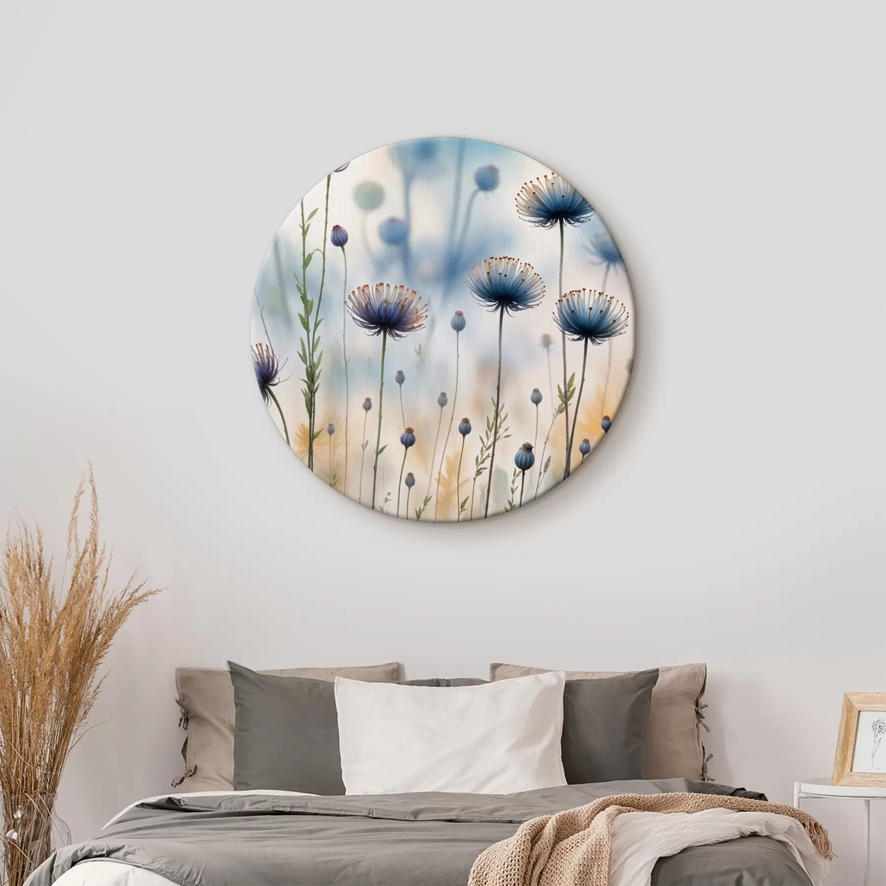 Pilt Kõrged lillad võililletaolised õied hägusa taustaga, mis loovad rahuliku ja unistava atmosfääri r40414