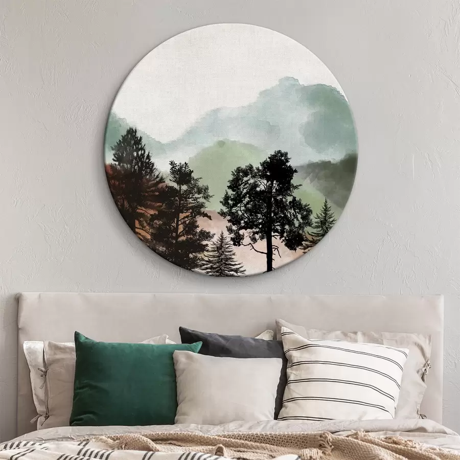 Pilt Akvarell mägimaastik koos puudega r36603