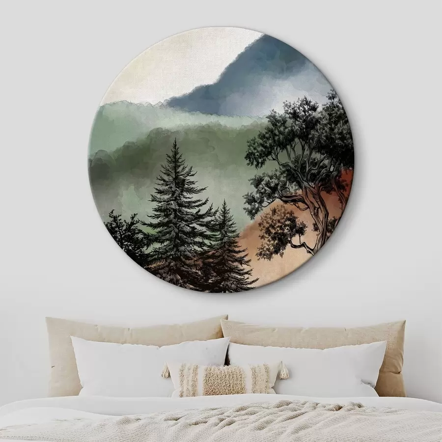 Pilt Mägede ja puude akvarell r36604