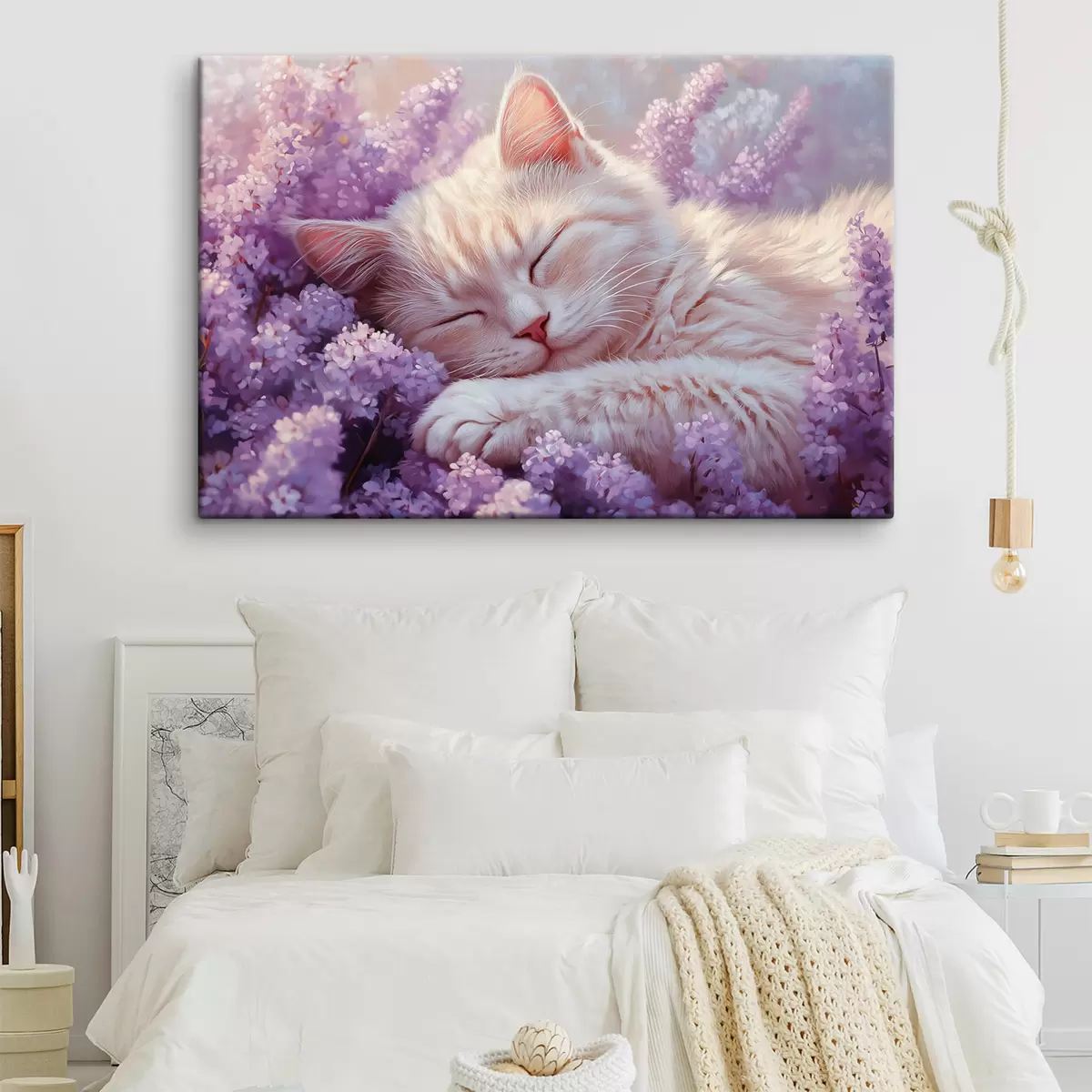 Pilt lilladel lillede peal lamav kass s42012