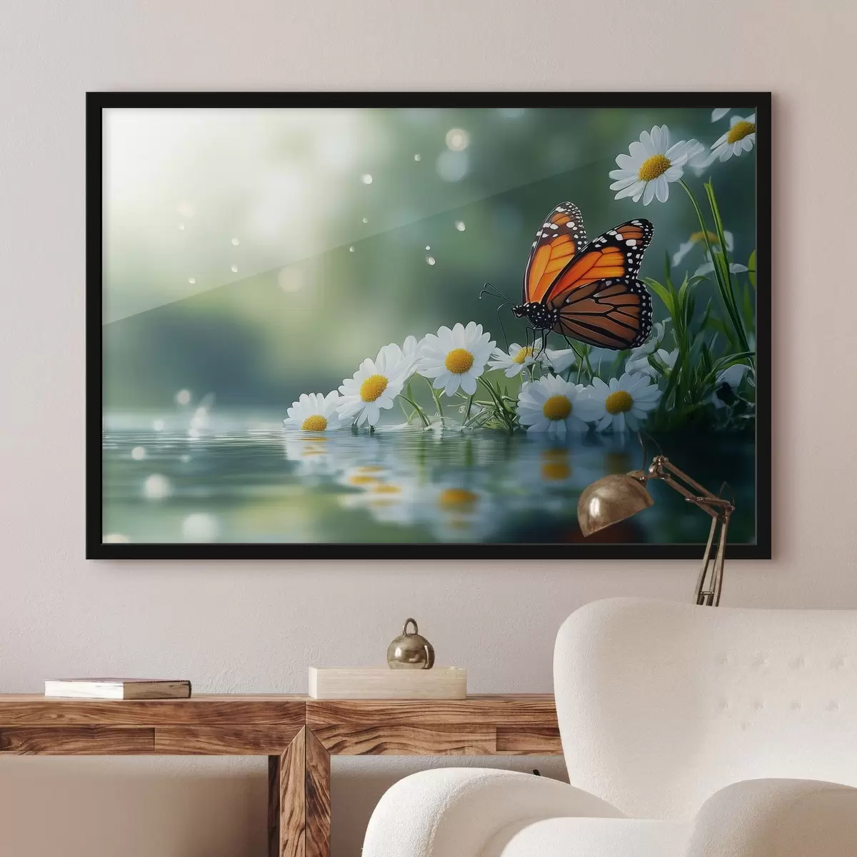 Plakat liblikas päevalillede peal f42017