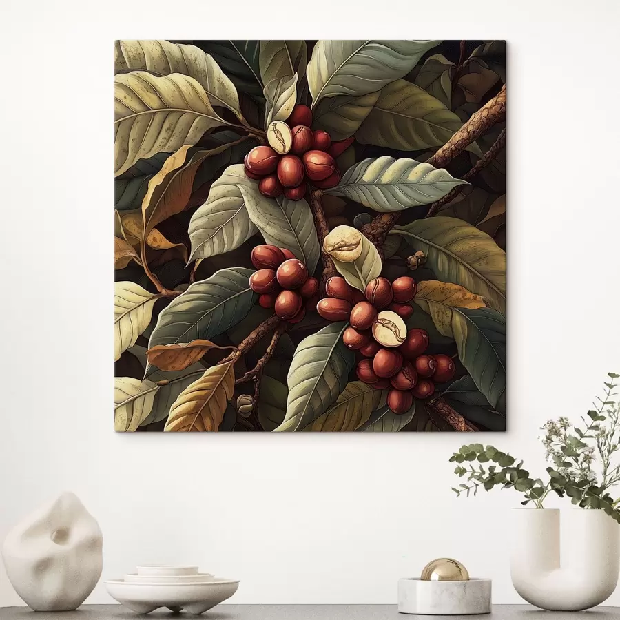 Pilt Kohvipuu viljade ja lehtedega s41980