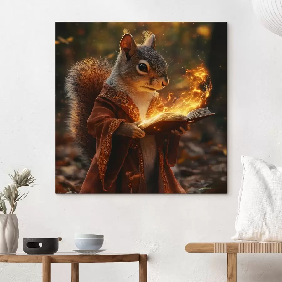 Pilt Müstiline maagiline orav võluri rüüs, maagiline köide käes.. s41983