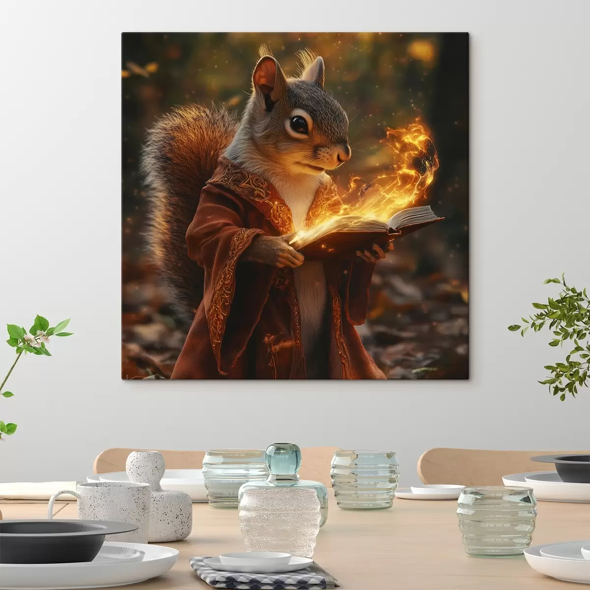 Pilt Müstiline maagiline orav võluri rüüs, maagiline köide käes.. s41983