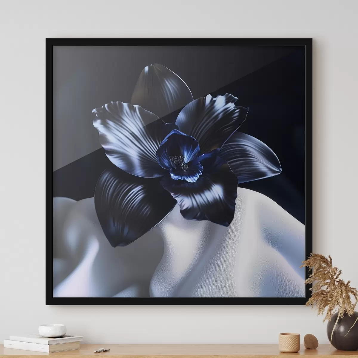 Plakat Must orhidee siidist taustal f41976