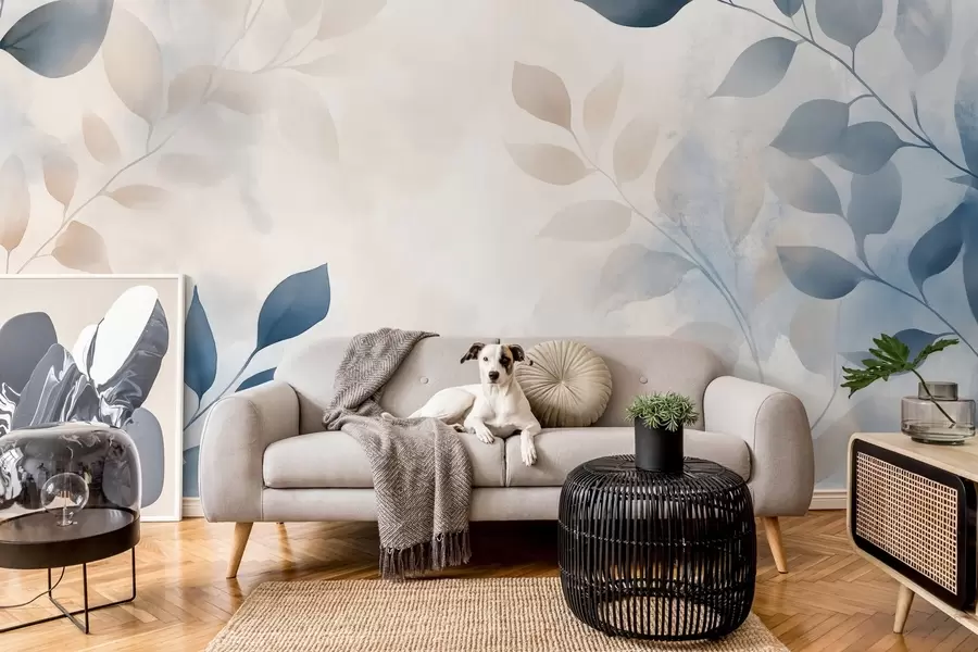 Fototapeedid õrnad lehed akvarellitehnikas w02453