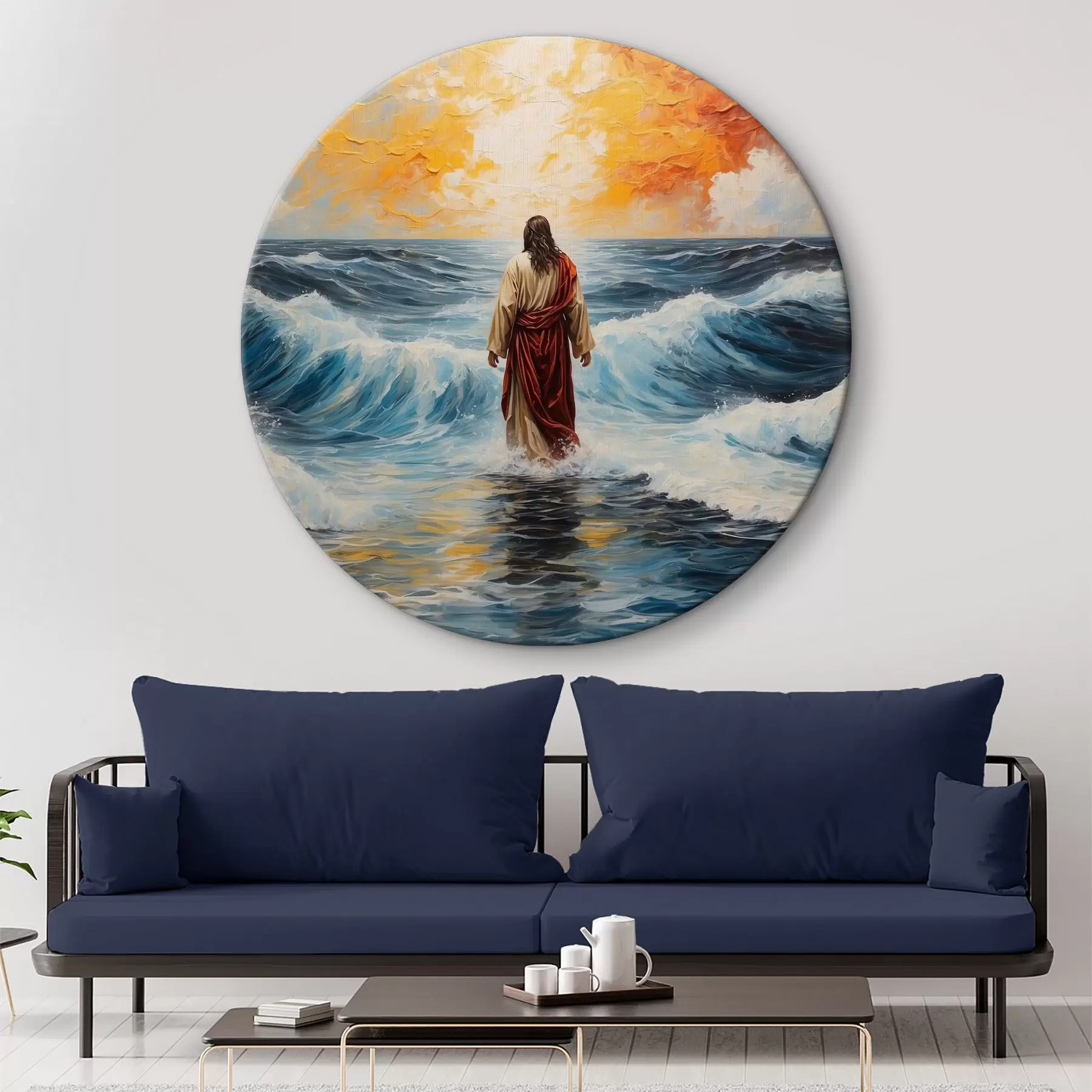 Pilt Jeesus Kristus kõnnib mäsleval merel r38613