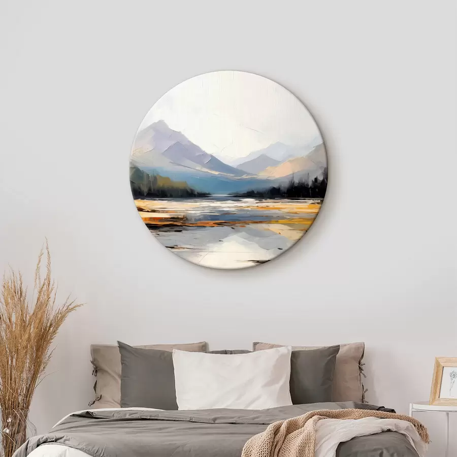 Pilt Mäeahelikud orus õlimaal, maastik, loodus, sinine, valge kollane värv r39128