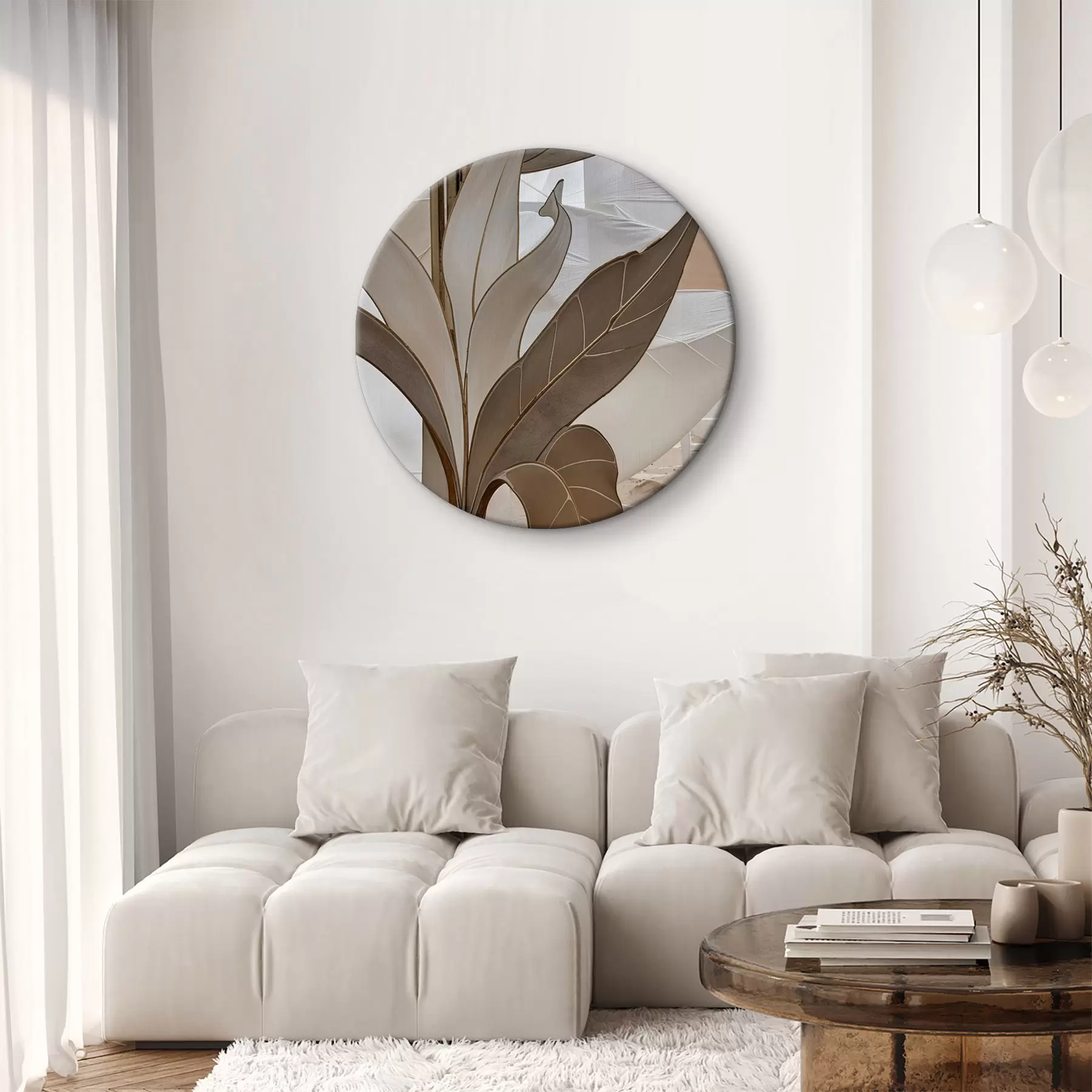 Pilt Abstraktse geomeetrilise mustri lähivaade beežides kattuvate kujundite ja tekstuuridega r39498