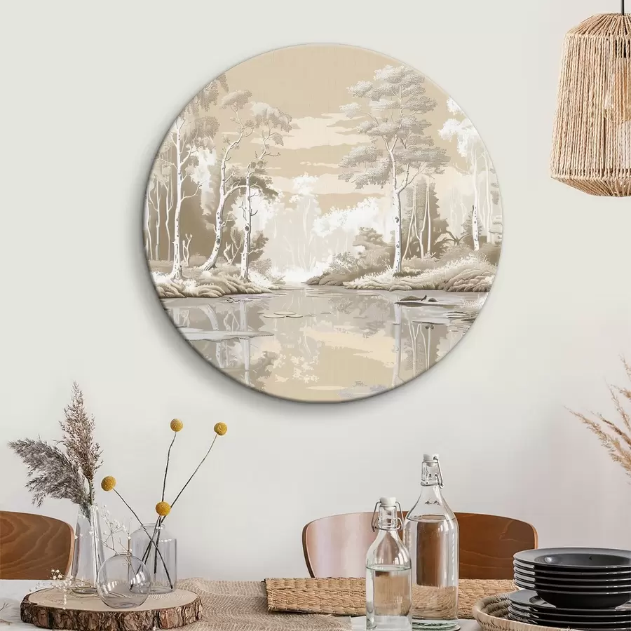 Fototapeedid Kaunis metsamaastik, pehmed pastelsed värvid, beež ja valge r39978