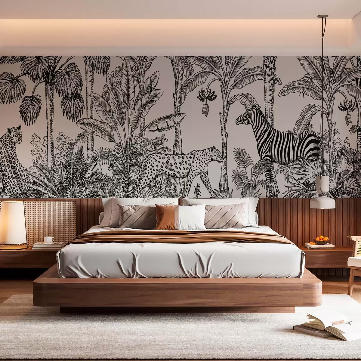 Fototapeedid Savann koos leopardide ja sebradega w02419