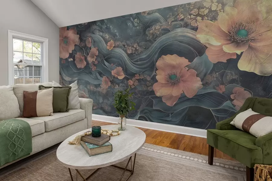 Fototapeedid Suured lilled abstraktsel taustal w08480