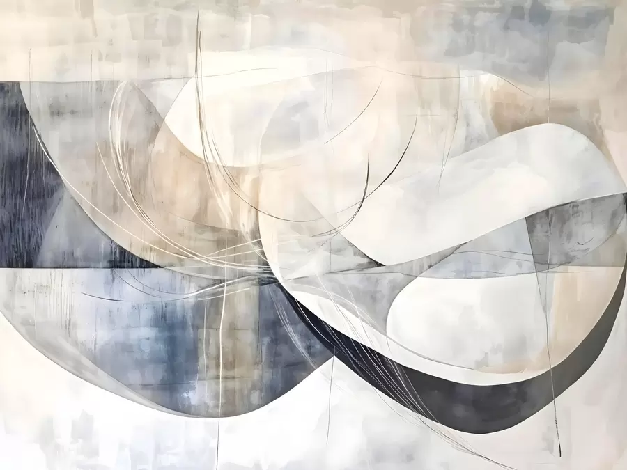 Fototapeedid Abstraktsed kujundid ja vormid valge, halli, beeži ja sinise varjundiga hägusa tekstuuriga taustal w08461