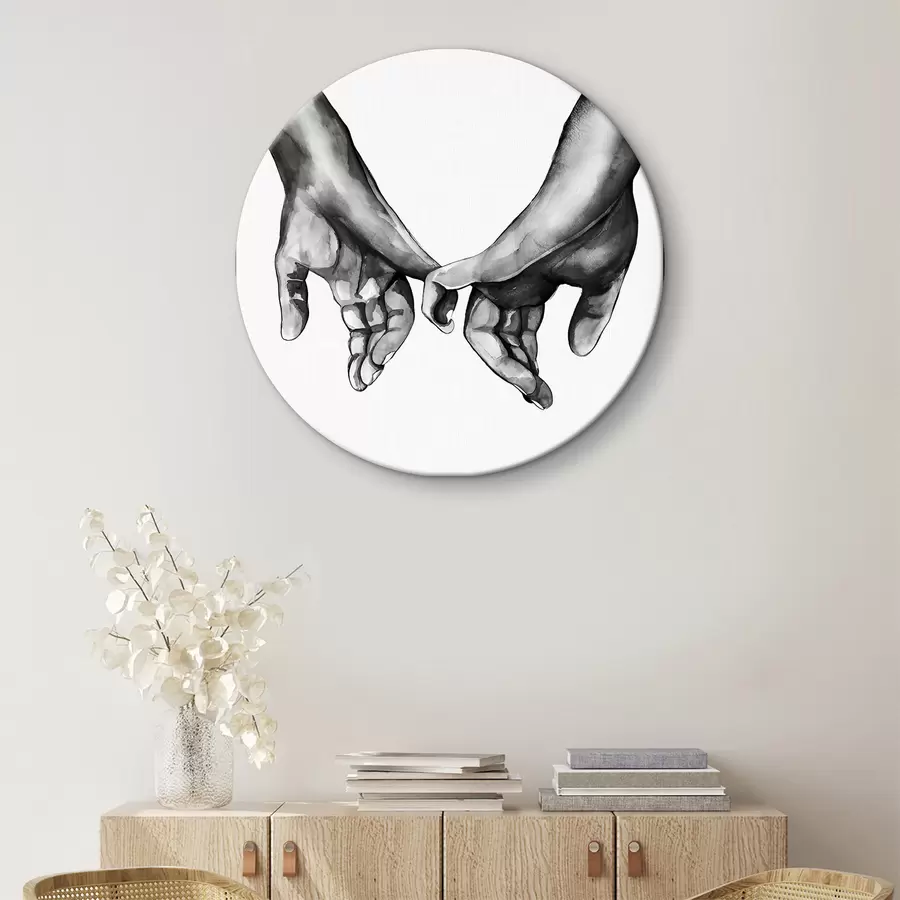 Pilt Must ja valge käest kinni hoides valgel taustal r36848