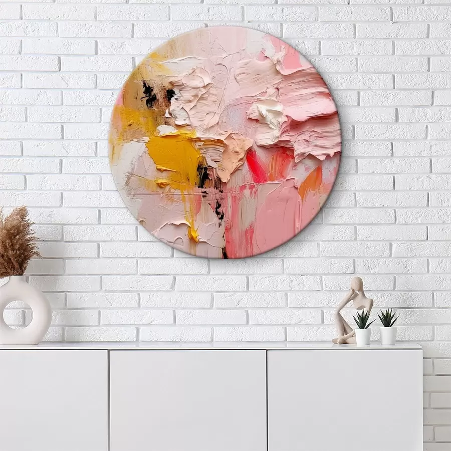 Fototapeedid Abstraktne ekspressionism suurte värvitõmmetega roosa, kollane ja valge r38916