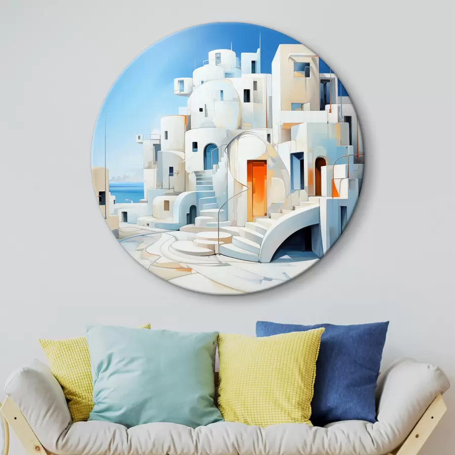 Pilt Abstraktne valge linn mere ääres, arhitektuur, hoone, sinine värv r39188