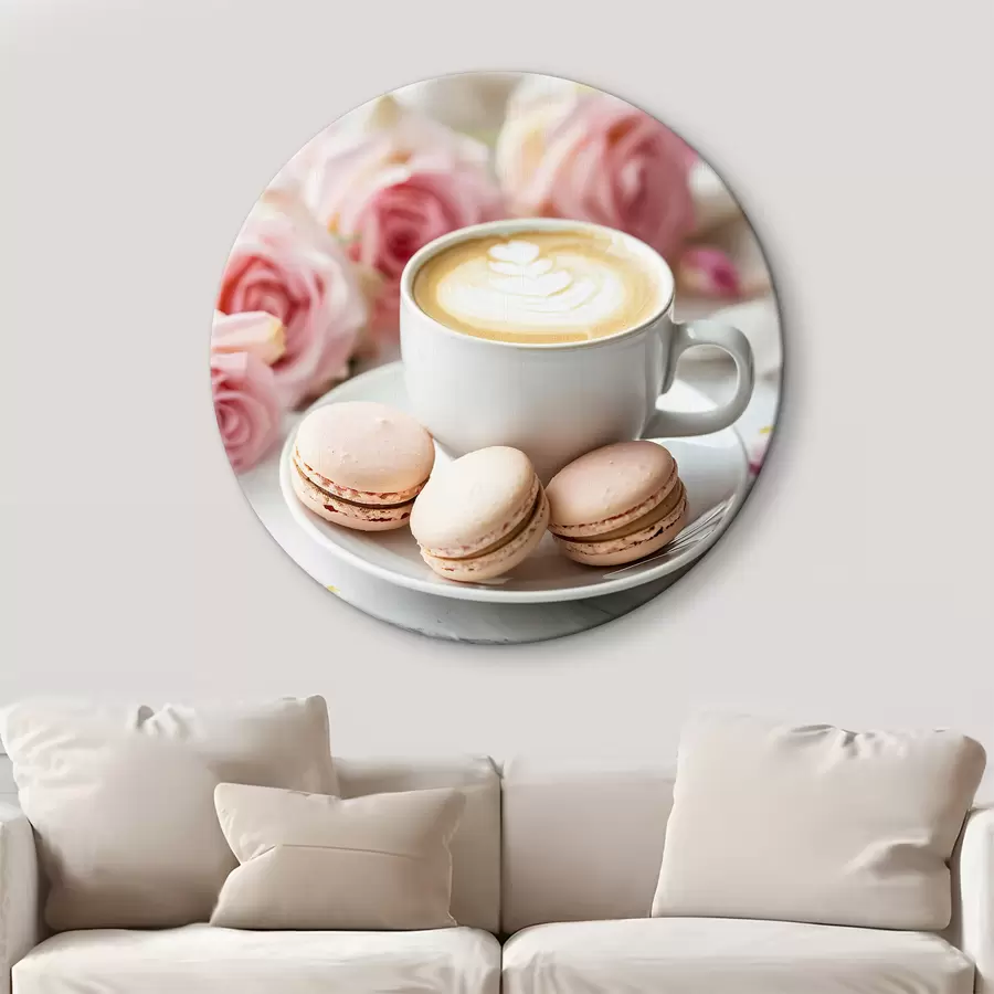 Pilt Tass kohvi õrnal lillelisel taustal r39232