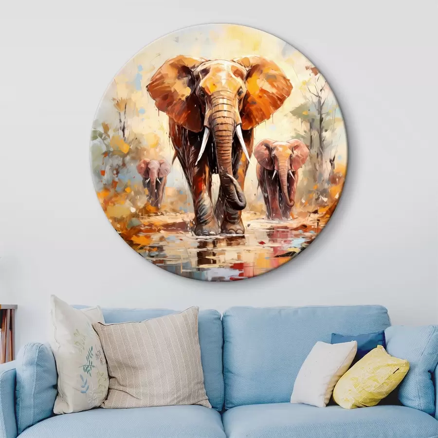 Fototapeedid Elevandikari savanni vahel, õlimaal, abstraktne kunst r39573