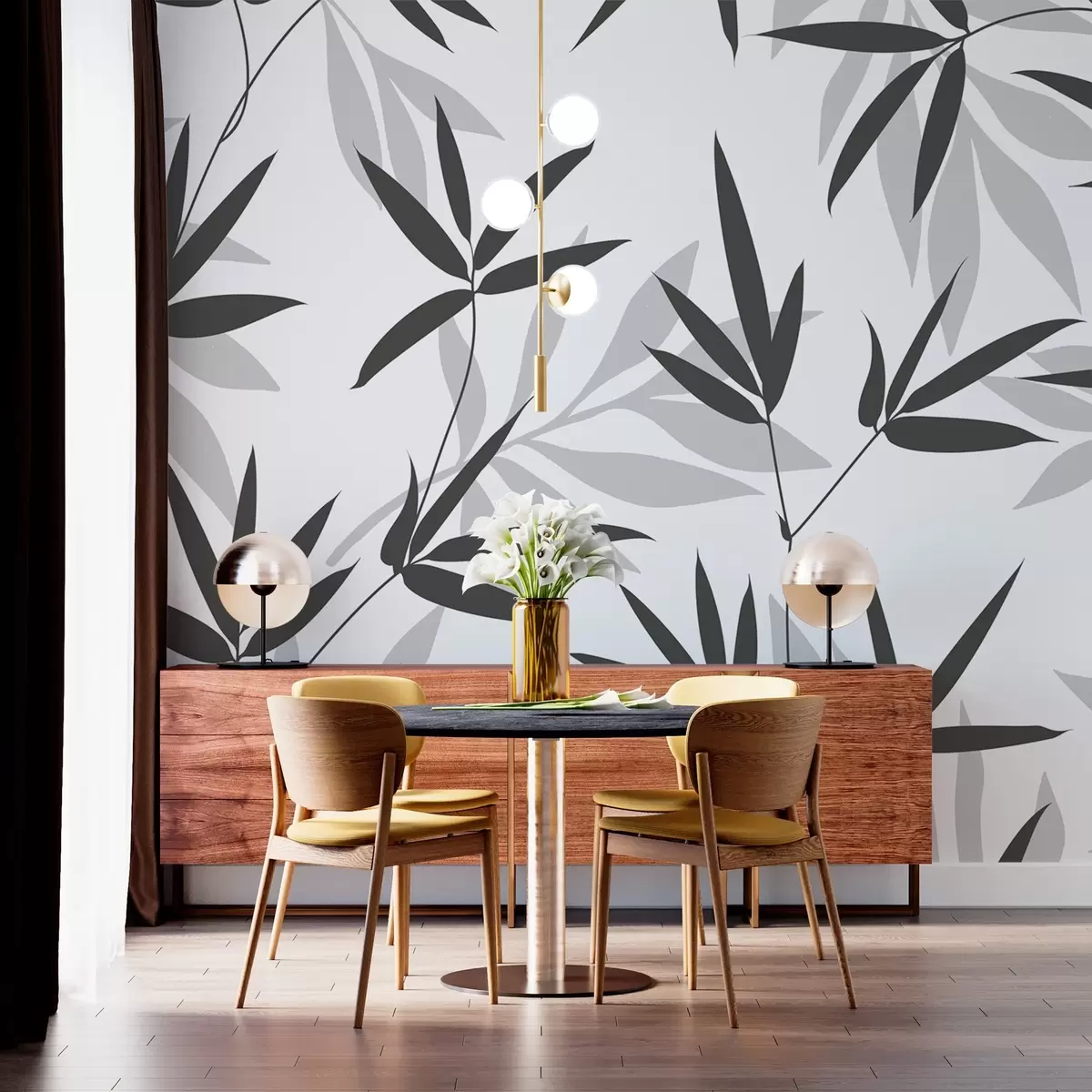 Fototapeedid Bambuslehtede siluetid w02460