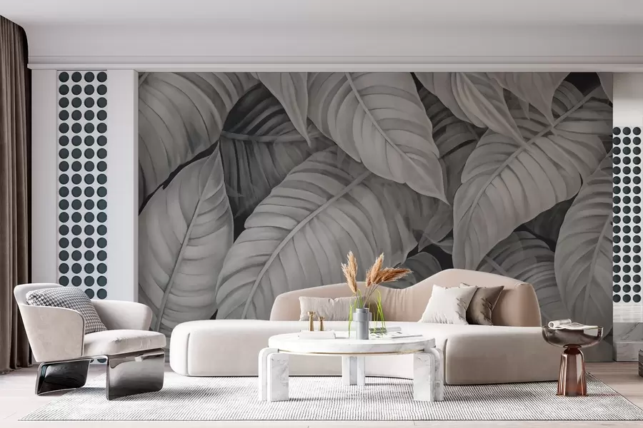 Fototapeedid Troopiliste lehtede ühevärviline pilt w02463