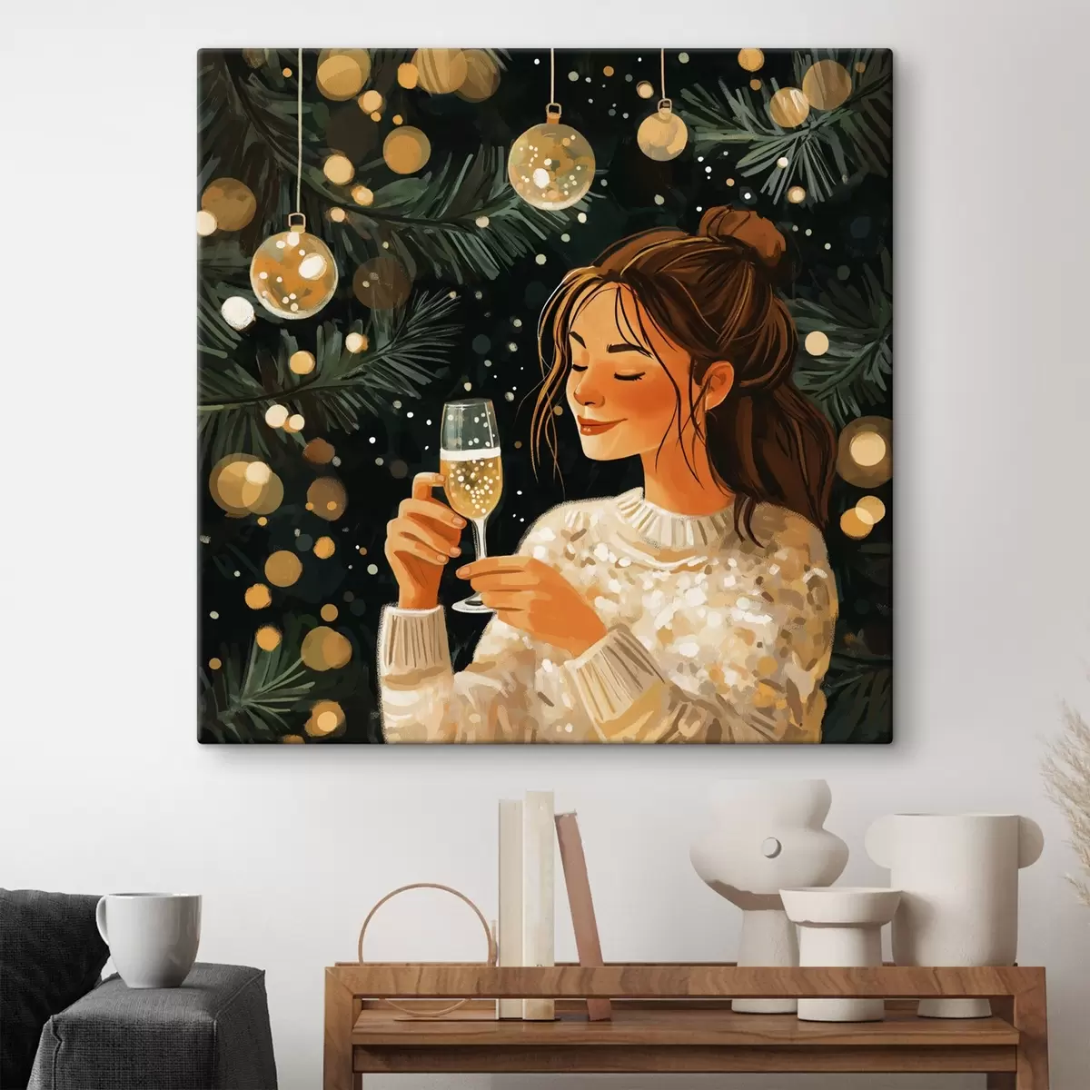 Pilt Tüdruk klaasi šampanjaga uusaastaõhtul s42102