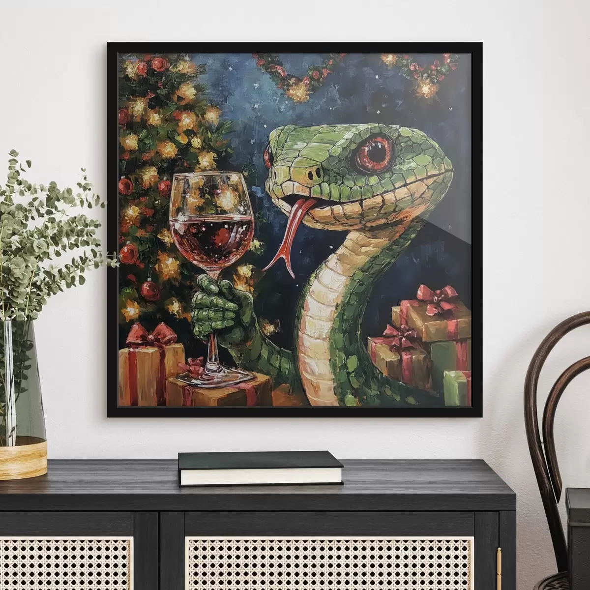 Plakat Madu tähistab uut aastat klaasi veiniga f42106