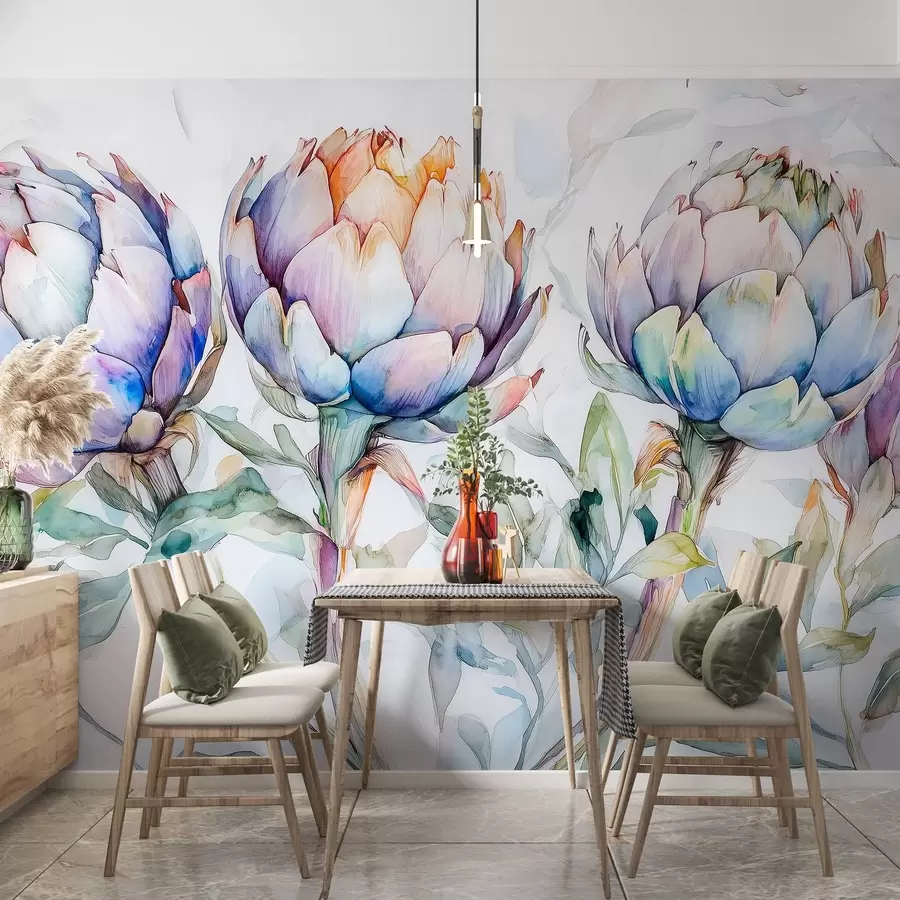 Fototapeedid Ilusad artišokid joonistus, akvarellstiilis, värviline w02482