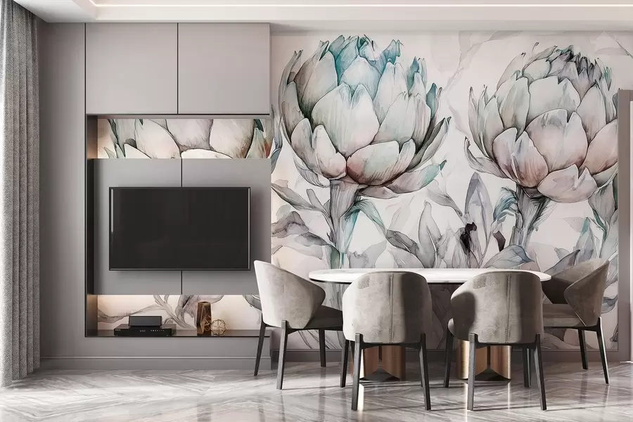 Fototapeedid Ilusad artišokid joonistus, akvarellistiil, pehmed värvid w02482v1