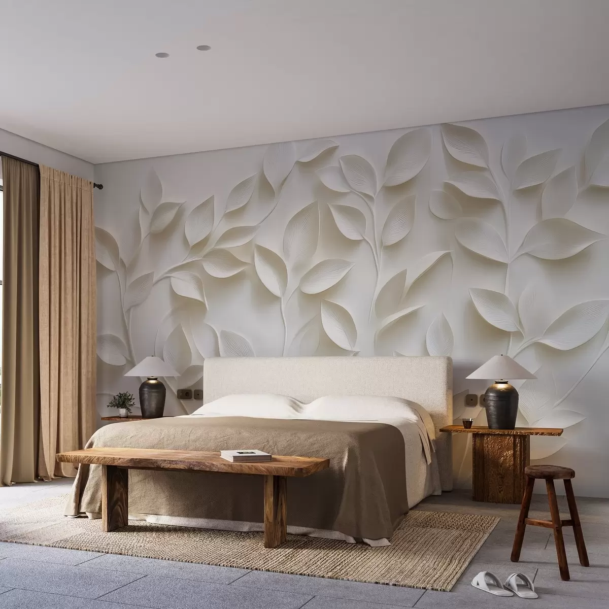 Fototapeedid Mahukad lehtedega oksad w02504