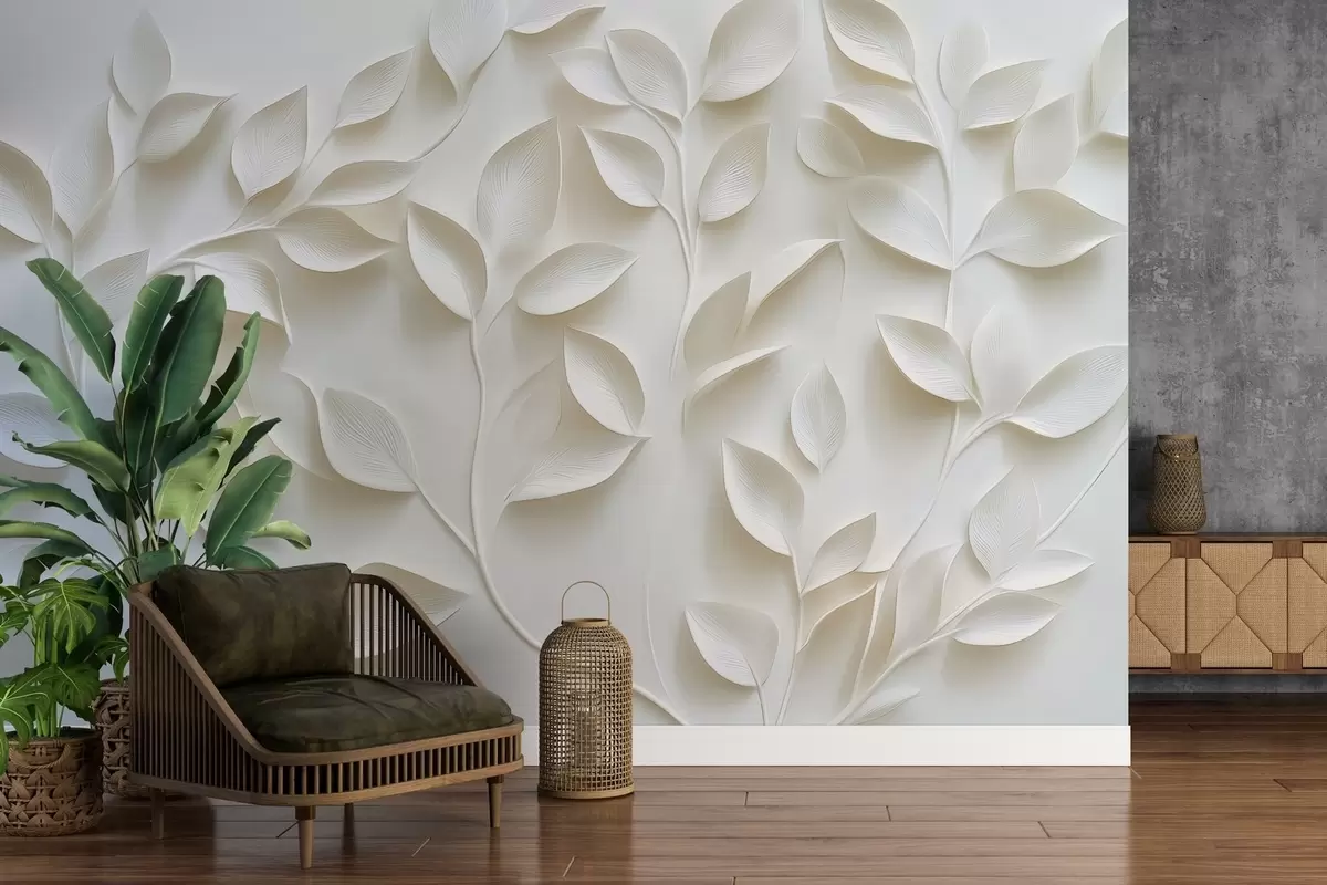 Fototapeedid Mahukad lehtedega oksad w02504