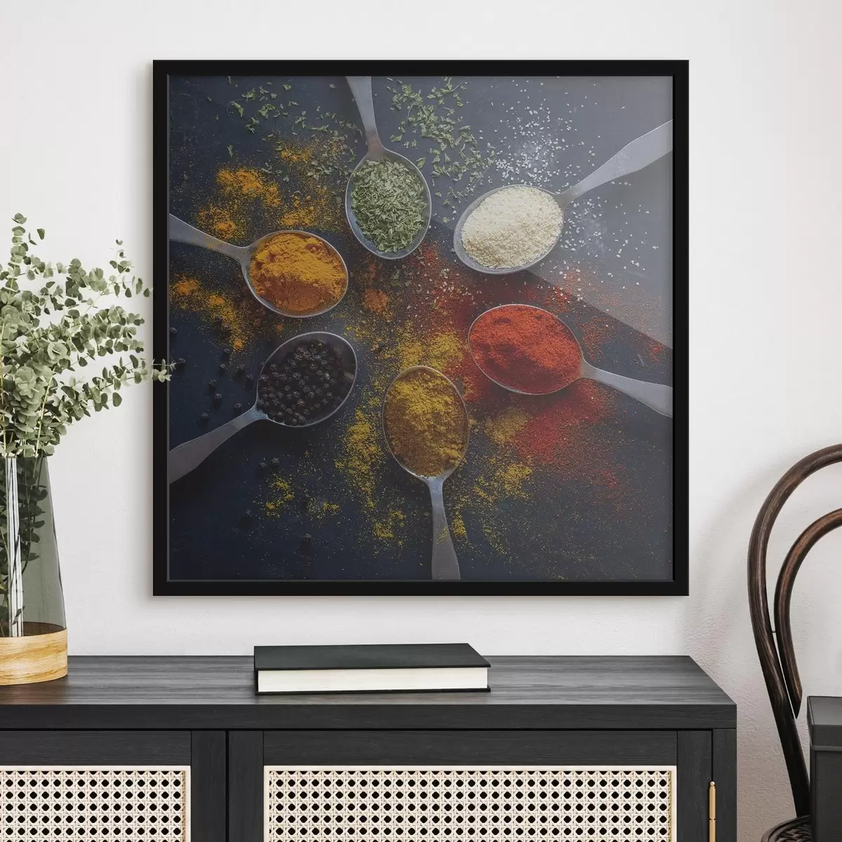 Plakat Lusikate rühm erinevate vürtsidega f37046