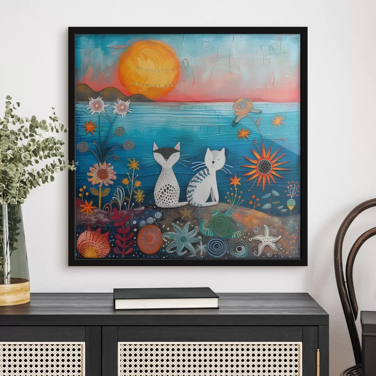 Plakat Mängivad kassid elava mere ääres f39085