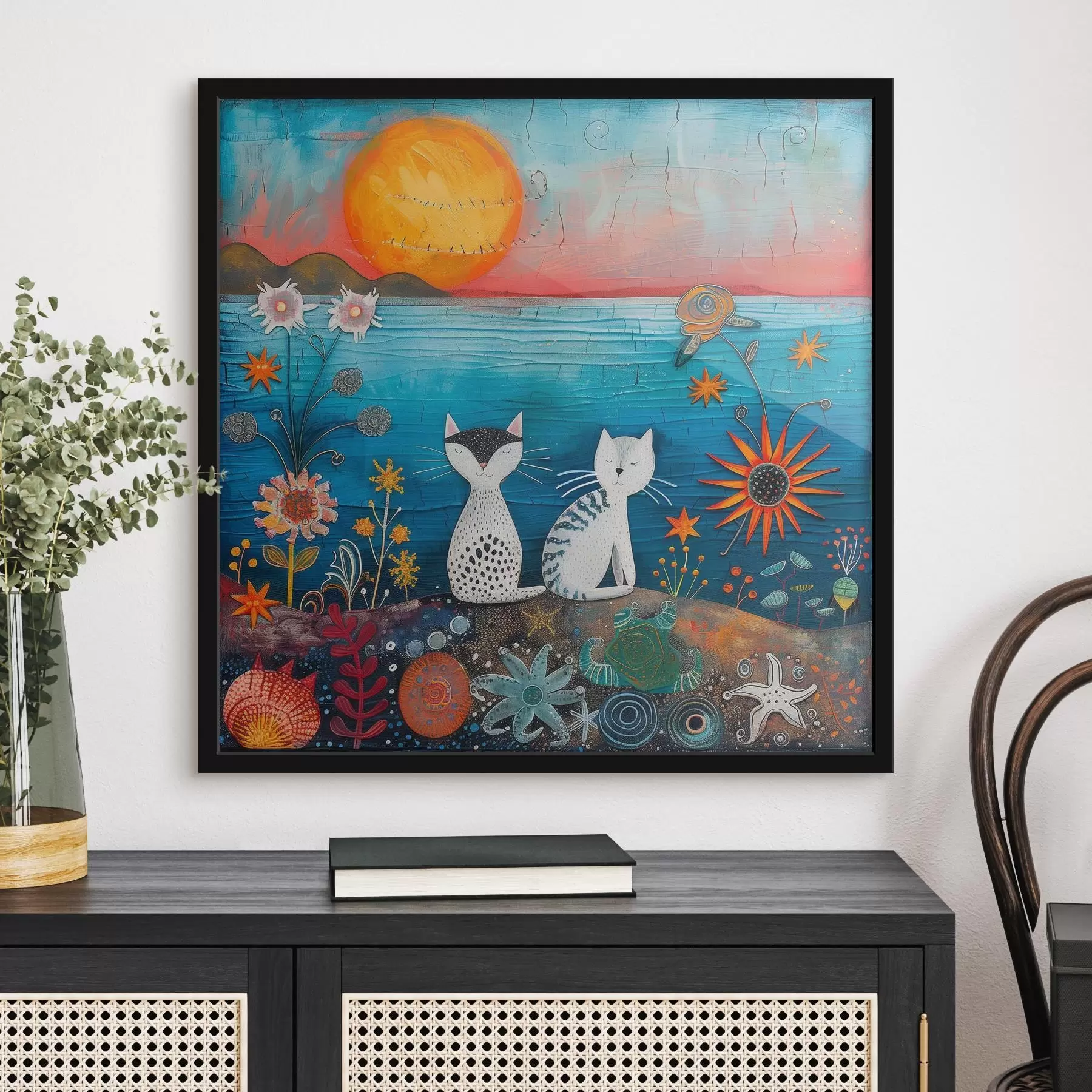 Fototapeedid Mängivad kassid elava mere ääres f39085