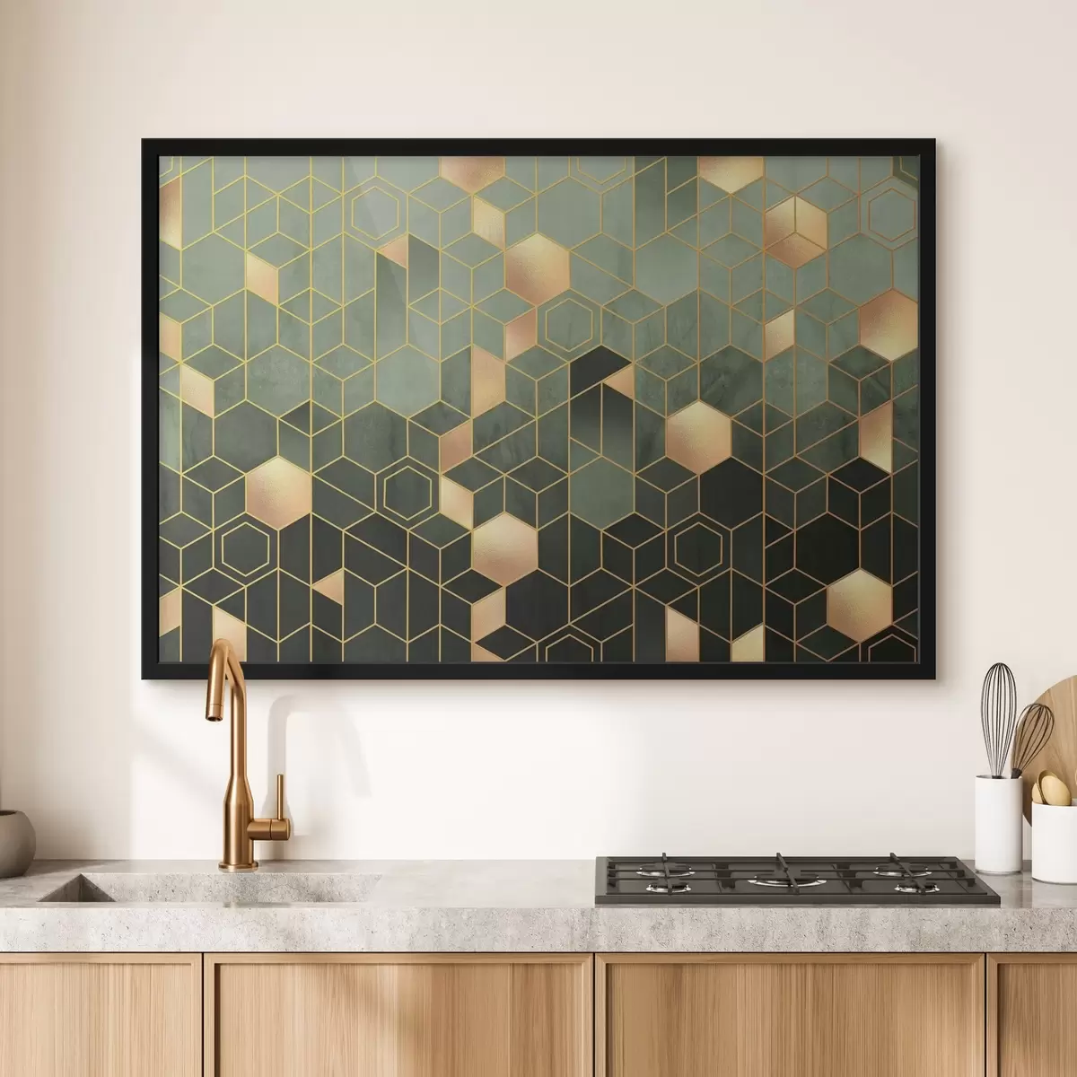 Plakat Smaragdi ja merevaigu geomeetriline elegants f36602v2