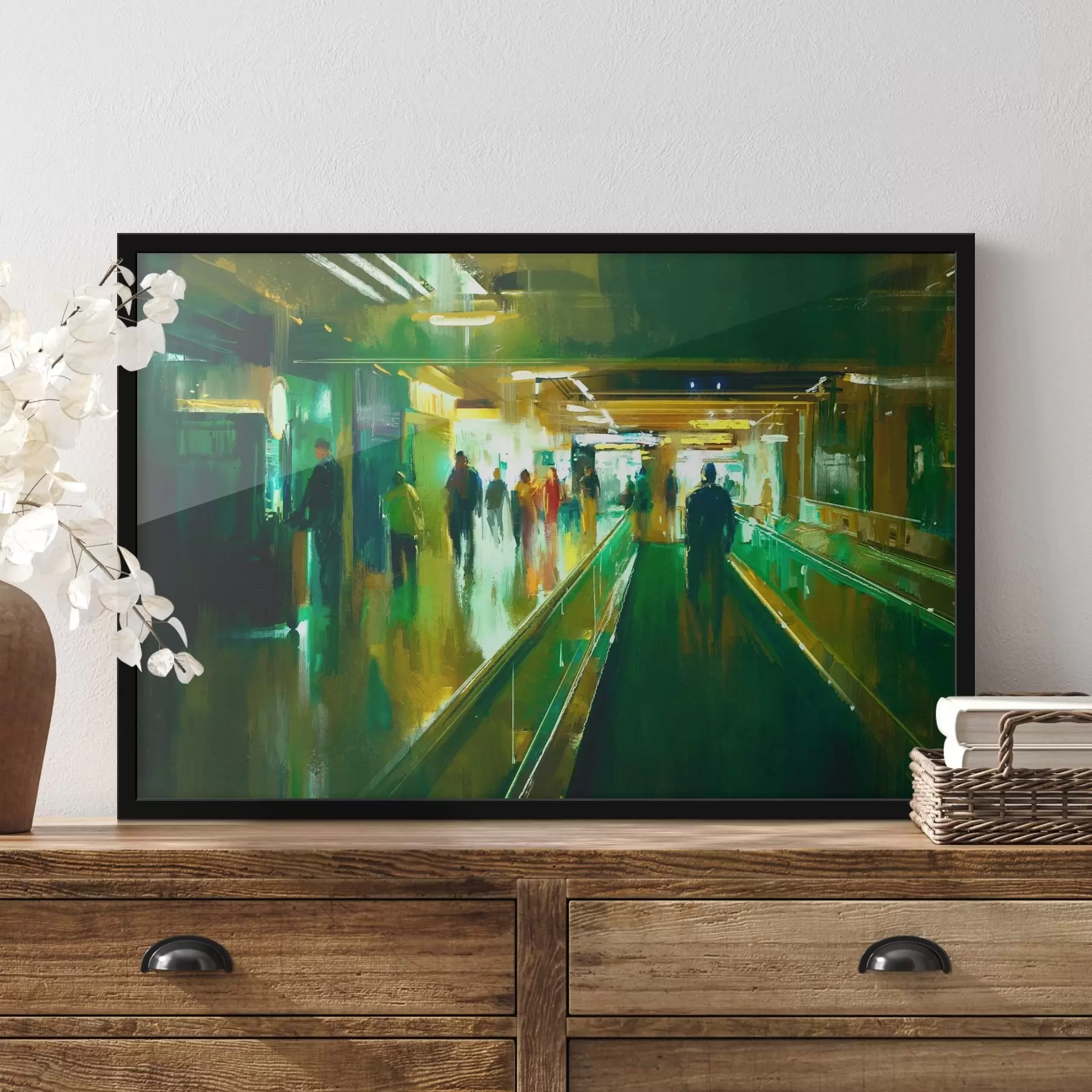 Fototapeedid Rühm inimesi, kes kõnnivad eskalaatoril f37103