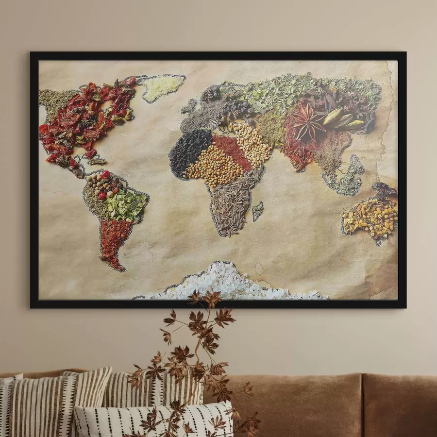 Fototapeedid Erinevatest vürtsidest koosnev maailmakaart f37486